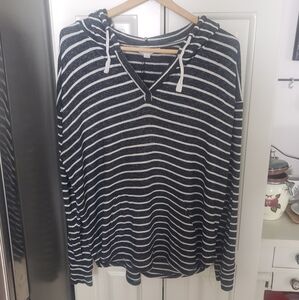 Market & Spruce Kallon Brushed Striped Hooded Sweatshirt with Pockets